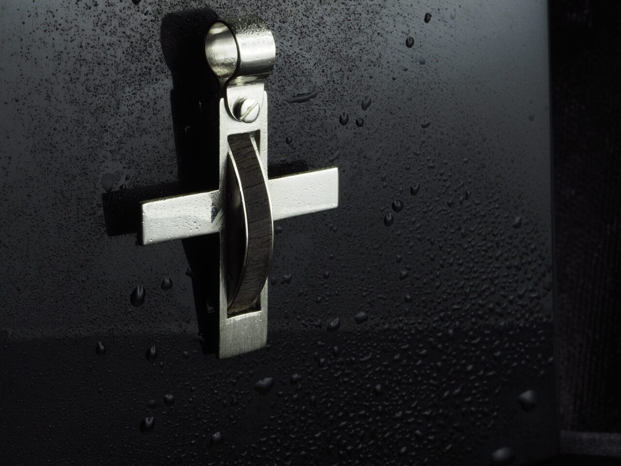 Men silver cross, unique item, men's sterling silver pendant, handmade with exotic ebony wood